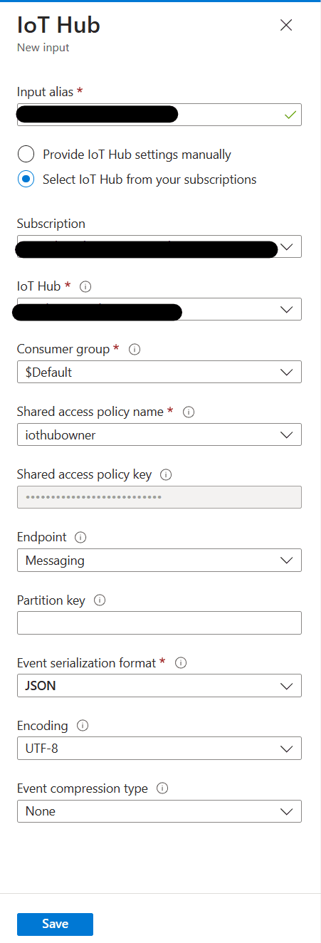 Add IoT Hub input source