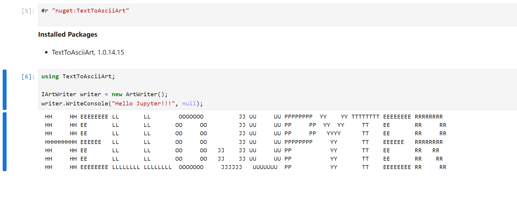 First notebook running the .NET kernel and leveraging a nuget package